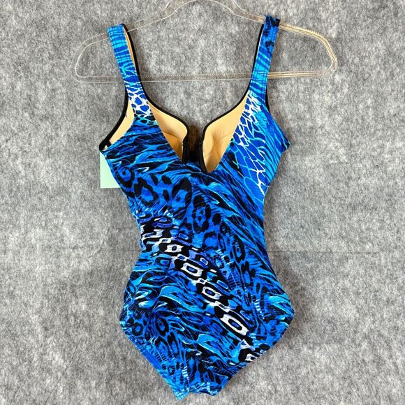 Miraclesuit Animal Kingdom 1pc Swimsuit Crossover Underwire Shirred Blue Teal - Picture 4 of 11